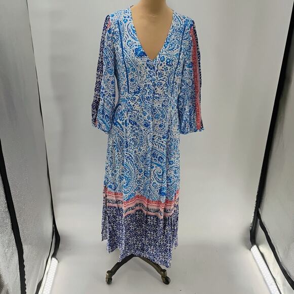 ZARA WOMAN PRINTED TUNIC DRESS Blue / White| 8131/413 geometric print boho - Picture 3 of 14